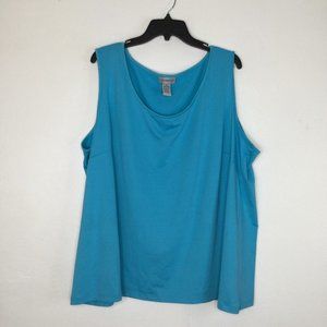 Catherine Tank Top Women 3X (26/28W) Blue Solid Sleeveless Pullover Blouse